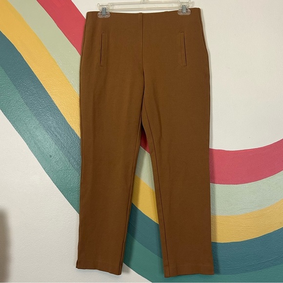 Chico's Juliet Ankle Pants Tan Camel Knit Ponte Pant Womens - Picture 3 of 8